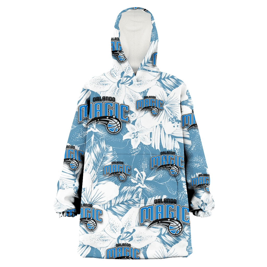 Orlando Magic White Hibiscus Orchid Light Blue Background 3D Printed Hoodie Blanket Snug Hoodie