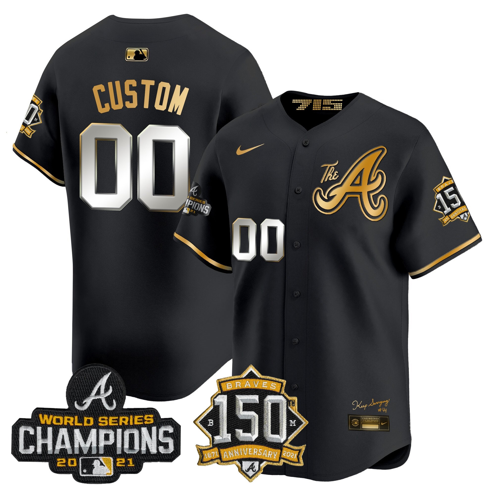 Atlanta Braves Champions & 150Th Patch Vapor Premier Limited Custom Jersey – All Stitched