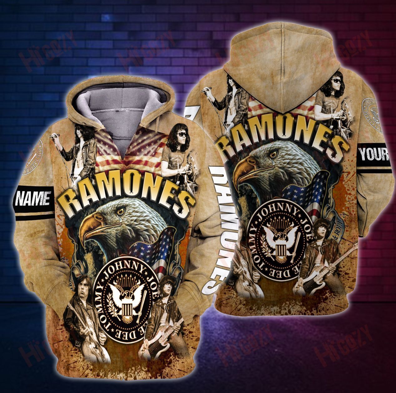 Ramones Hoodie, Ramones Hooded 3D All Over Printed Clothes