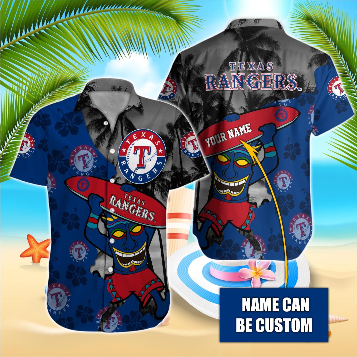 Texas Rangers Hawaiian Shirt With Custom Name