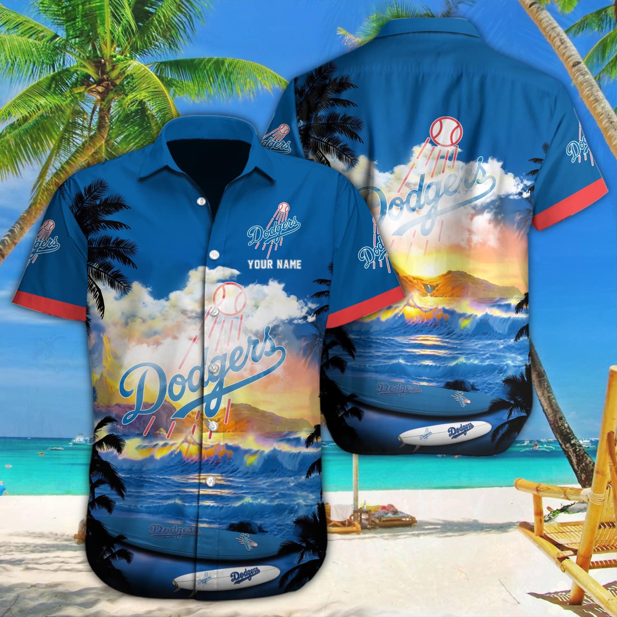 Customizable Name Los Angeles Dodgers Hawaiian Shirt