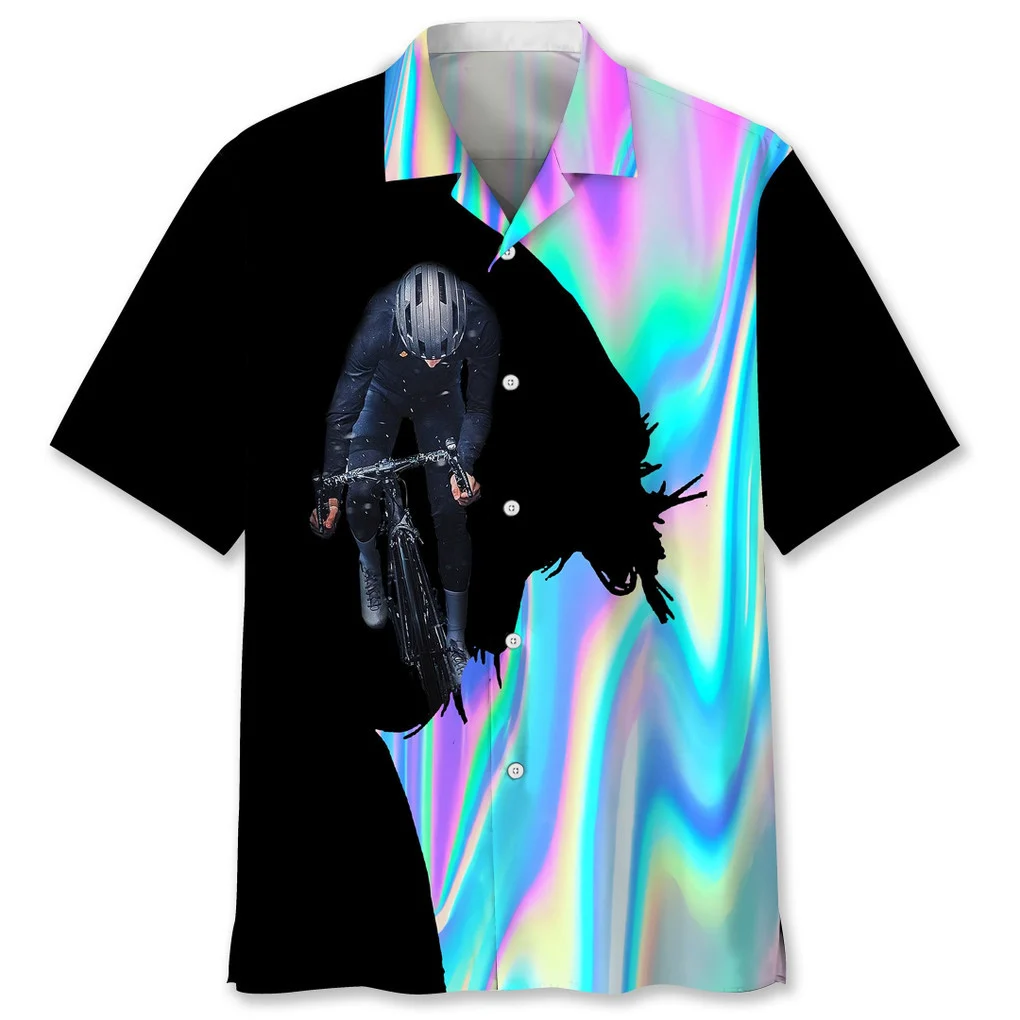 Cycling Liquid Hologram Metal Hawaiian Shirt