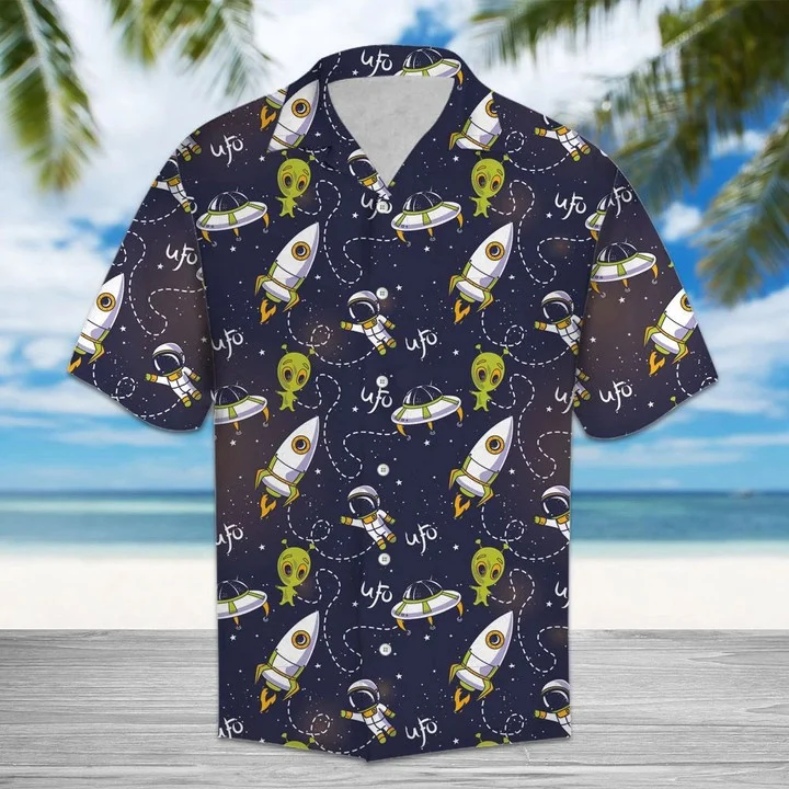 Amazing Ufo And Alien On Space Design Themed Hawaiian Shirt, Summer Hawaii Shirt For Men Women