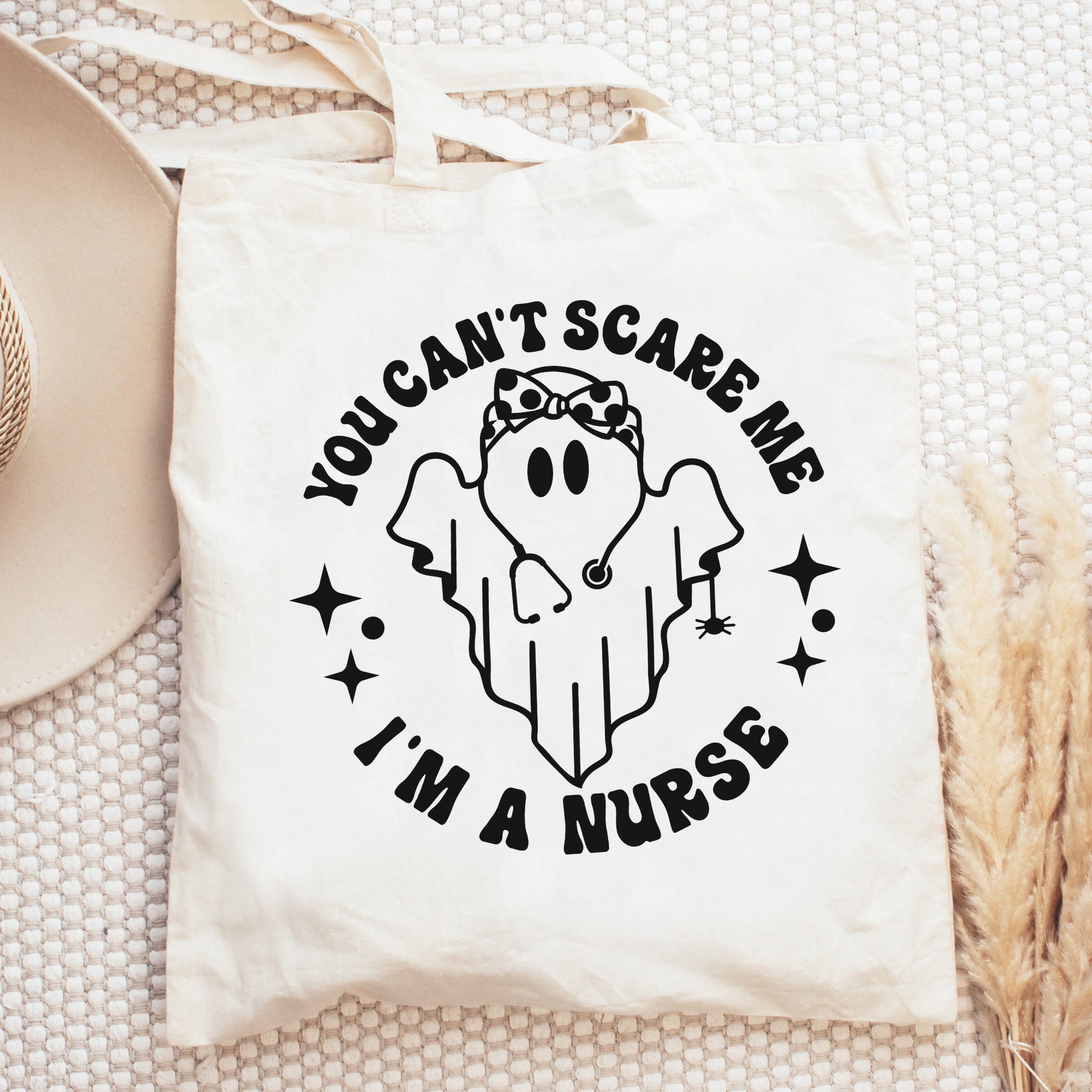 Nurse, Cute Ghost, Gift, Medical, Halloween, Spooky Season, Trick or Treat Bag, Cute tote bag, Reusable bag, Nursing bag