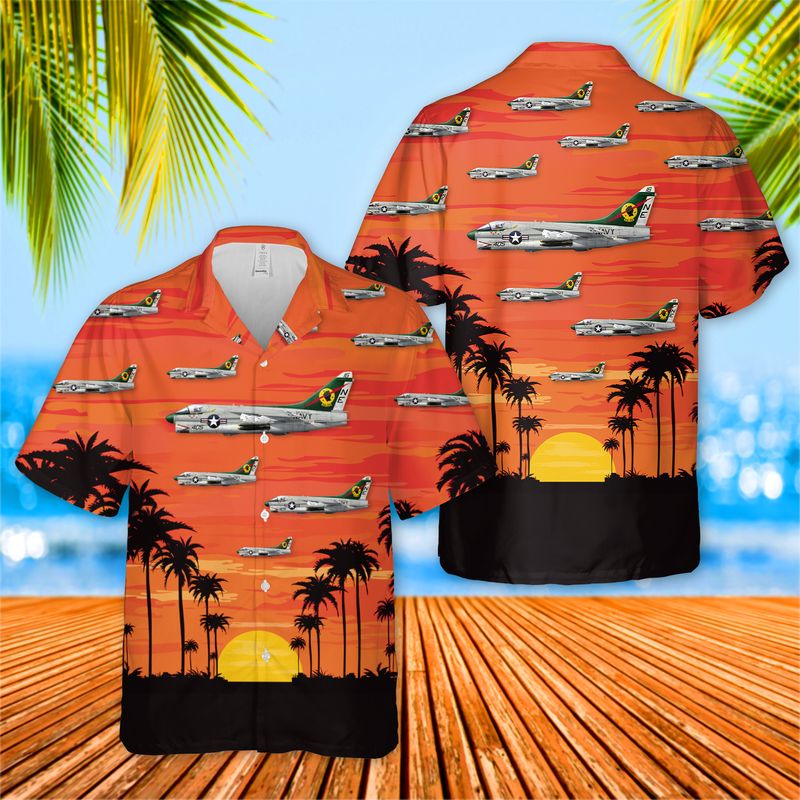 Us Navy A7E Corsair Ii Of Va-25 Hawaiian Shirt, Short Sleeve Hawaiian Shirt For Men