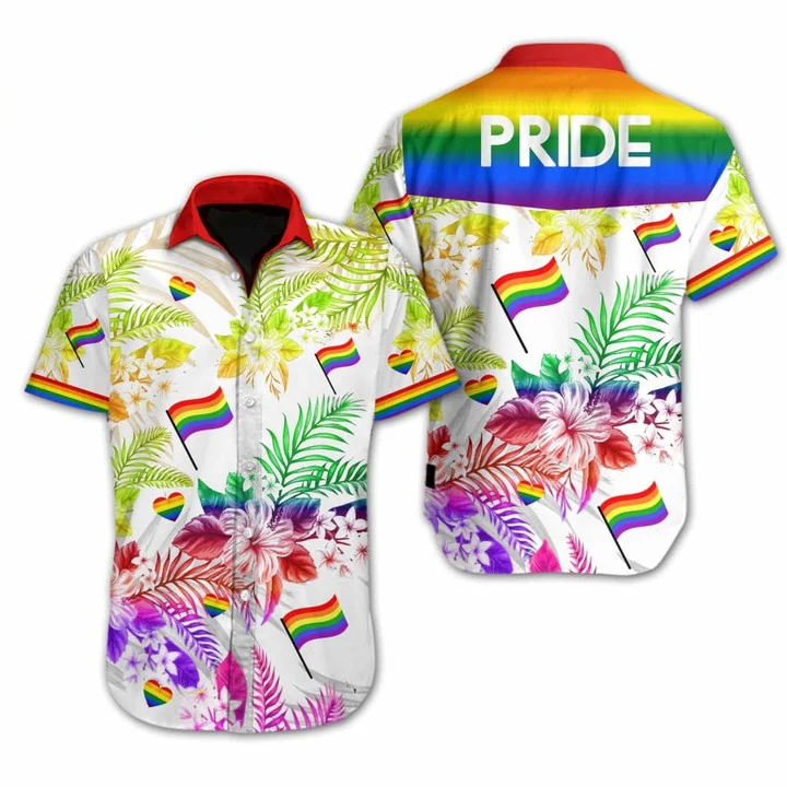 Beach Shirt Lgbt Pride Hawaiian 3D Men Shirt For Lgbt Community, Queer Lgbt, Lgbt History Month