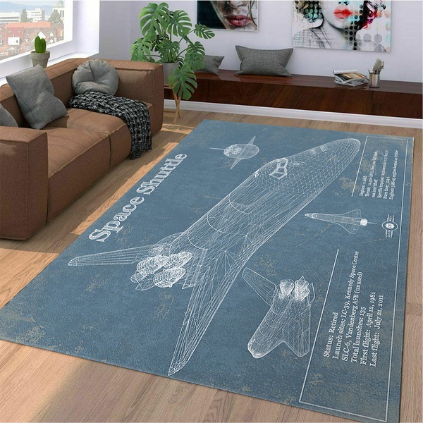 Space Shuttle Aviation Blueprint Area Rug - Themarketfarmer