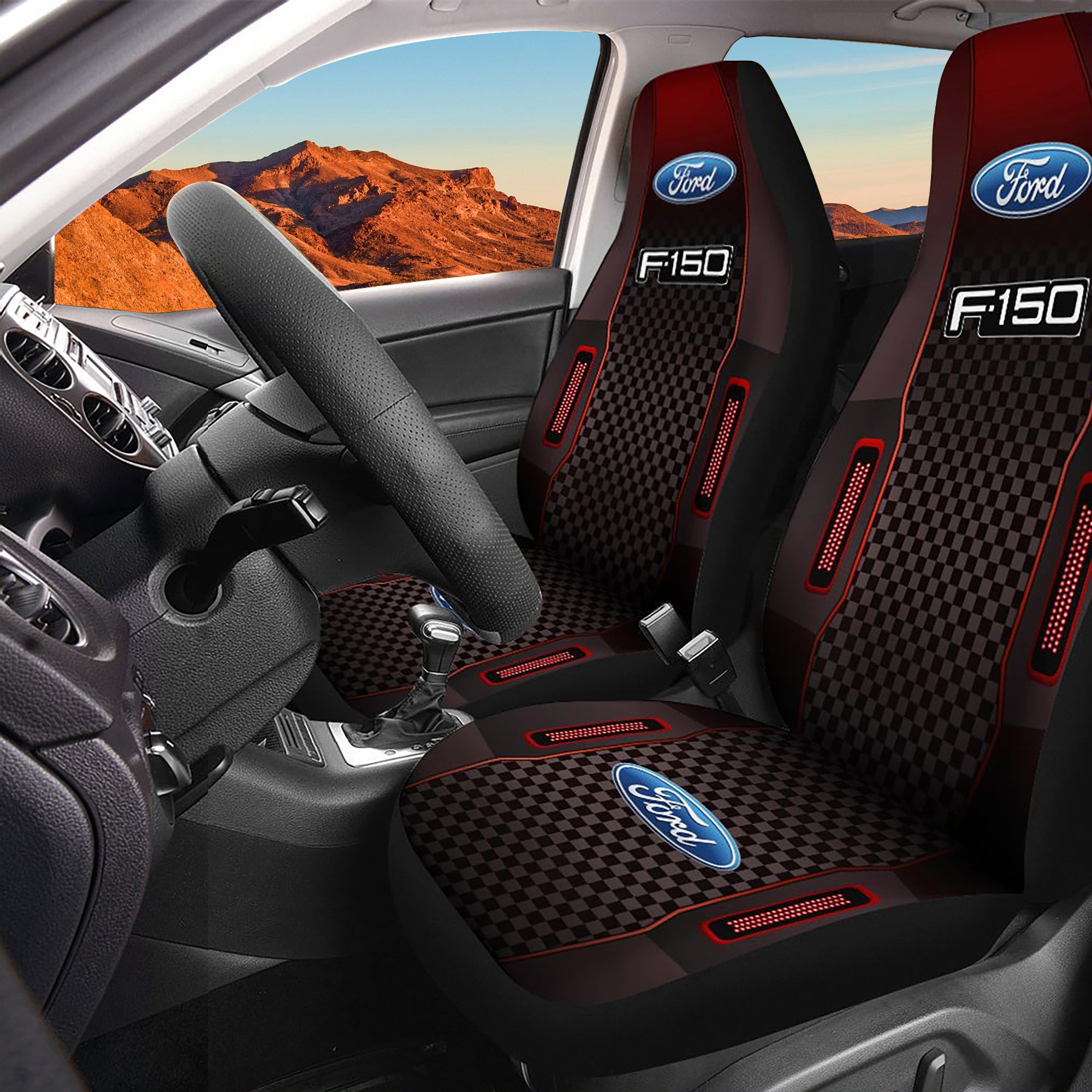 Ford F-150 Logo Car Seat Cover Set (Red) CSC1673