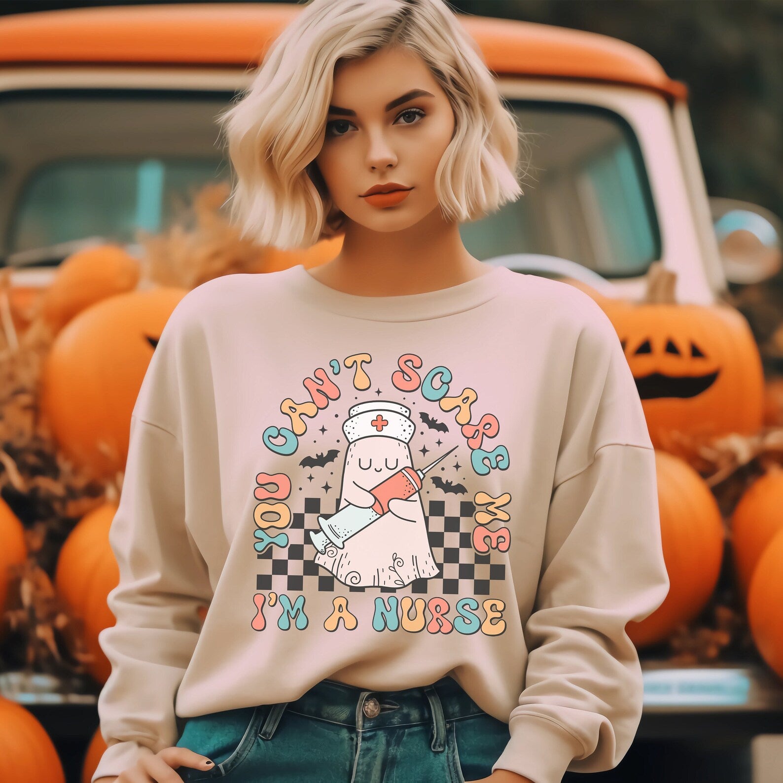 Halloween Nurse Sweatshirt 2D Crewneck Sweatshirt All Over Print Sweatshirt For Women Sweatshirt For Men Sws3989