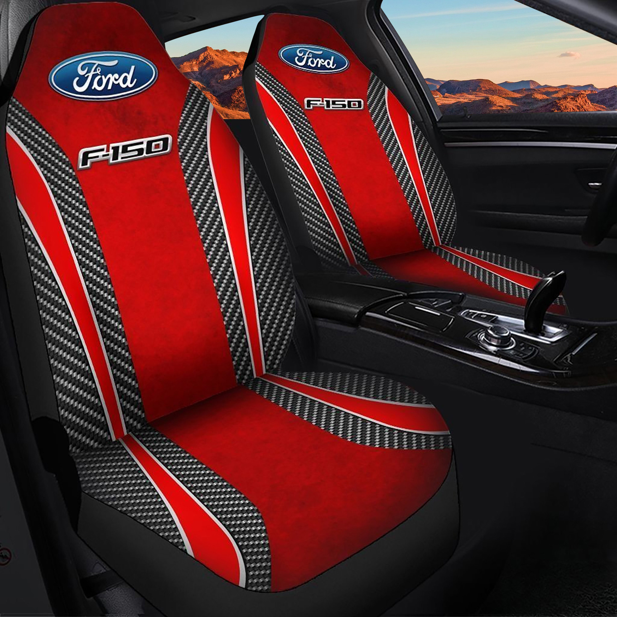 Ford F150 TDV Logo Car Seat Cover Set (Red) CSC1197