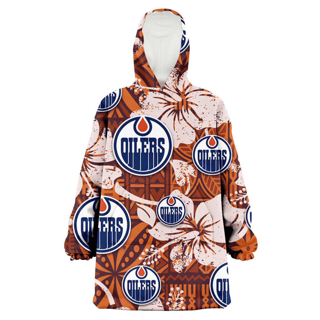 Edmonton Oilers Bisque Hibiscus Brown Pattern 3D Printed Hoodie Blanket Snug Hoodie