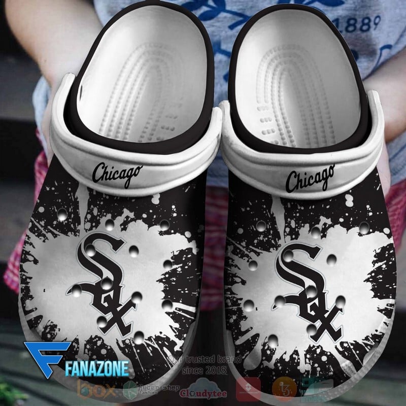 Chicago White Sox Logo Baseball MLB White Sander Black Crocss Classic Clogs Shoes Ver571