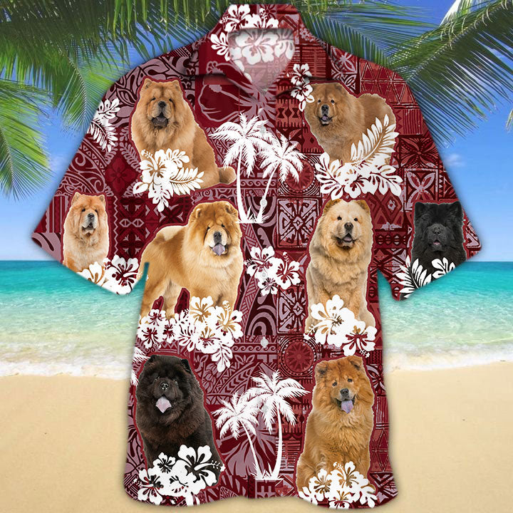 Chow Chow Hawaiian Shirt, Best Hawaii Shirt With Dog Red Tribal Pattern