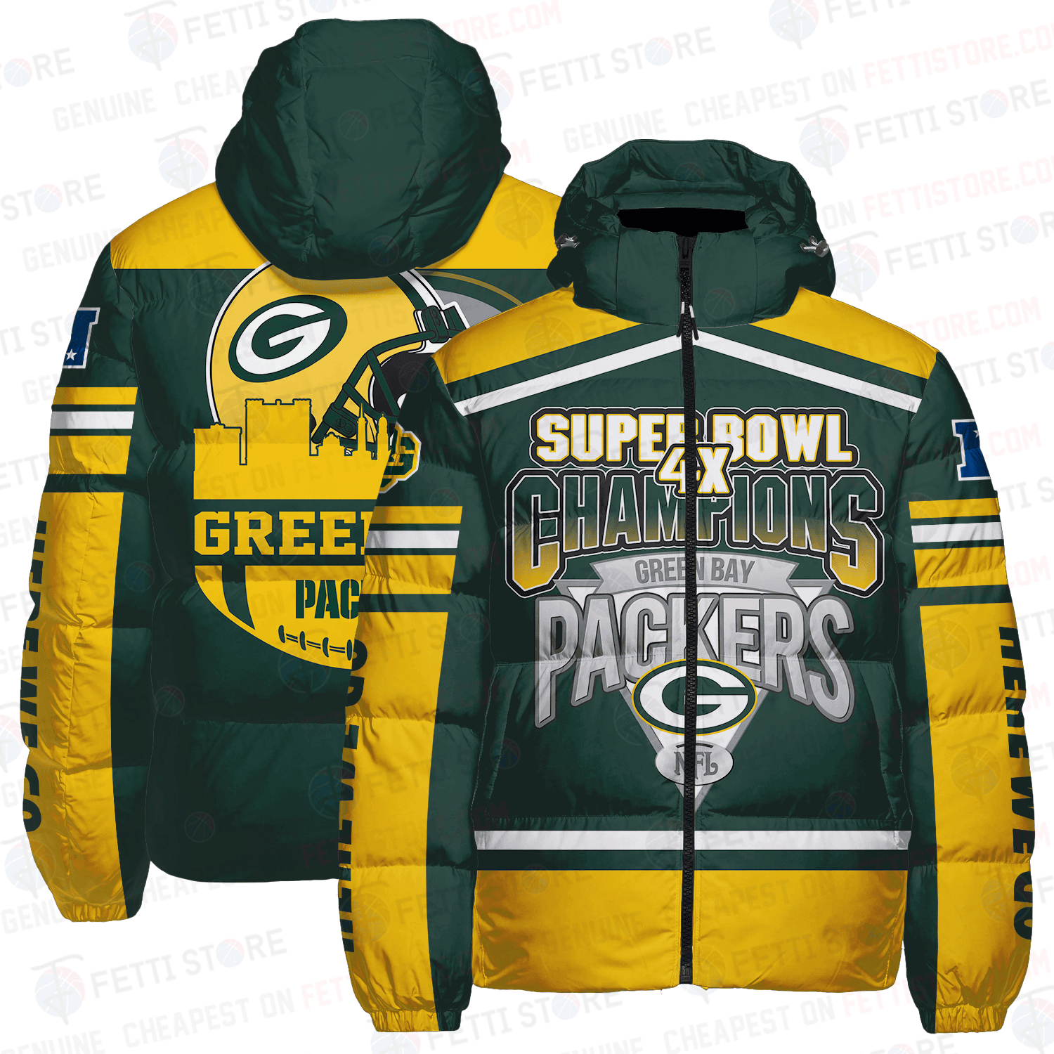 Green Bay Packers X Super Bowl Champs Unisex Puffer Jacket Down Jacket