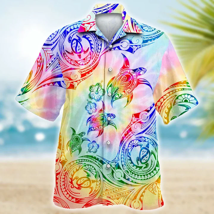 Turtle Sunset Maori Pattern Hawaiian Shirt, Gift For Turtle Lovers