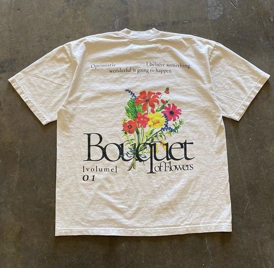 Bouquet Of Flowers Back Side Ptint Tee Shirt Outfit