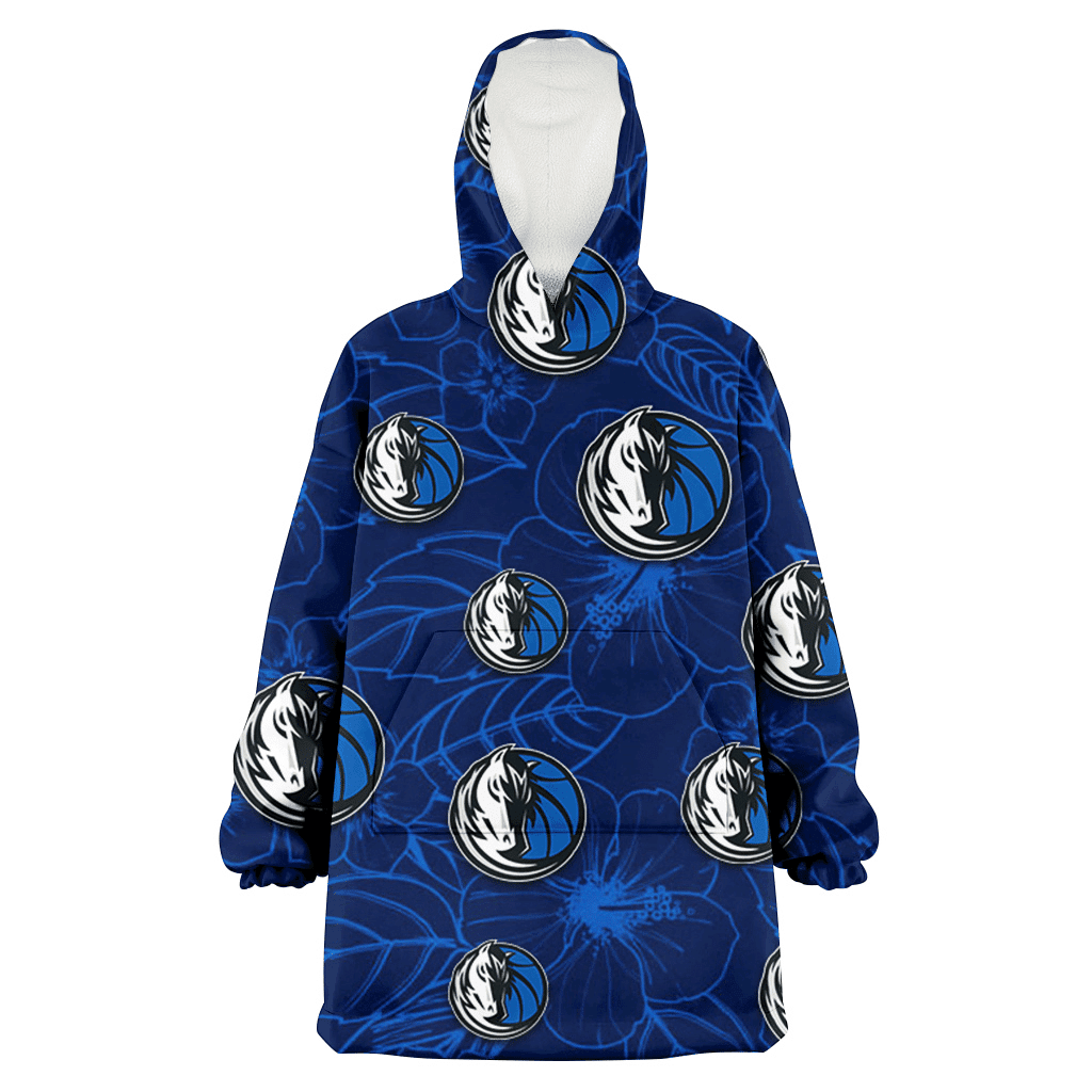 Dallas Mavericks Sketch Hibiscus Dark Background 3D Printed Hoodie Blanket Snug Hoodie