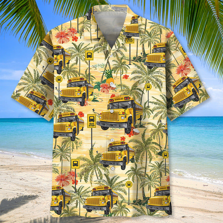 School Bus Coconut Hawaiian Shirt For Men And Women