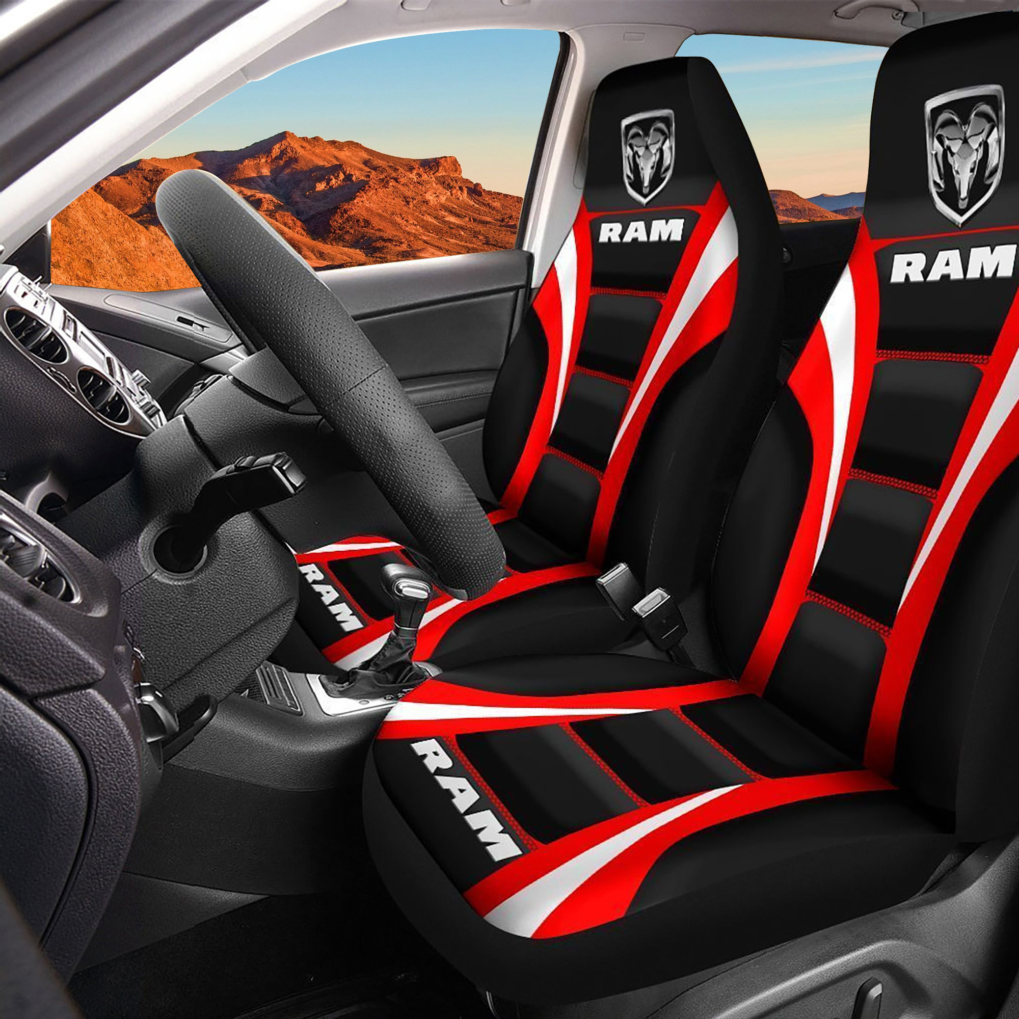 Dodge Ram Logo Car Seat Cover Set CSC5843