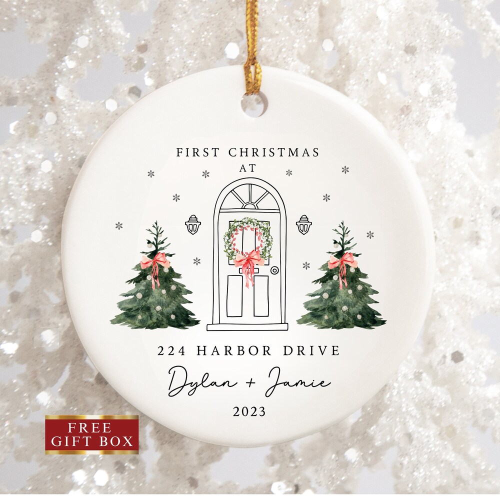 New Home Ornament, New Home Christmas Ornament 2023, Our First Christmas In Our New Home, Christmas Tree New Home Ornament, Address Ornament Grooveshirts Blueshirtfarm