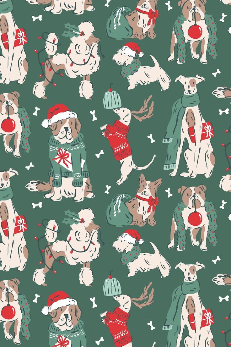 Cute Christmas Dogs Illustrated Holi &hellip;