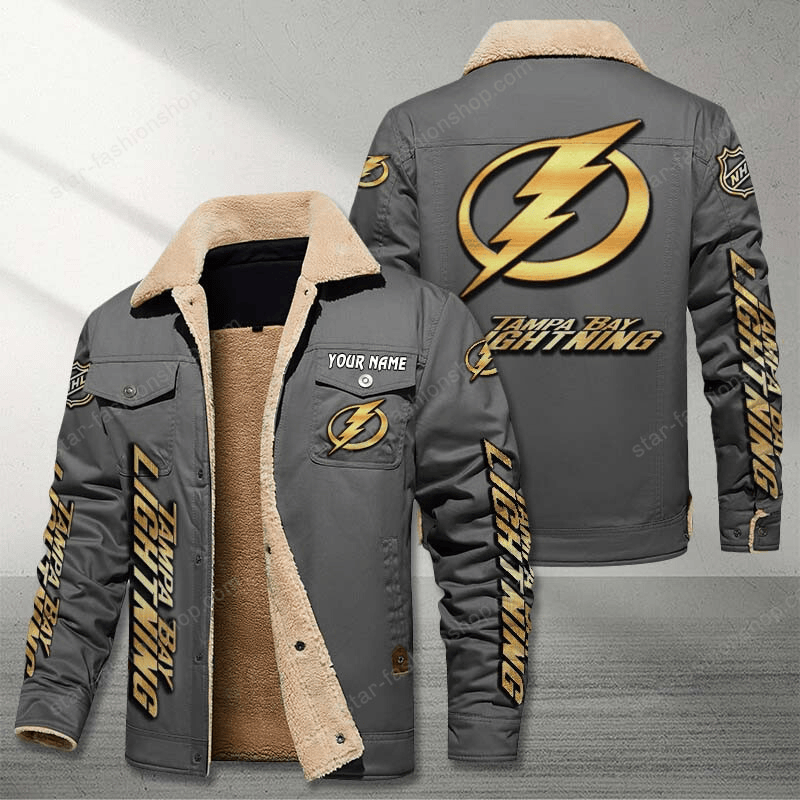 Tampa Bay Lightning Gray Custom Name Stand Collar Jacket