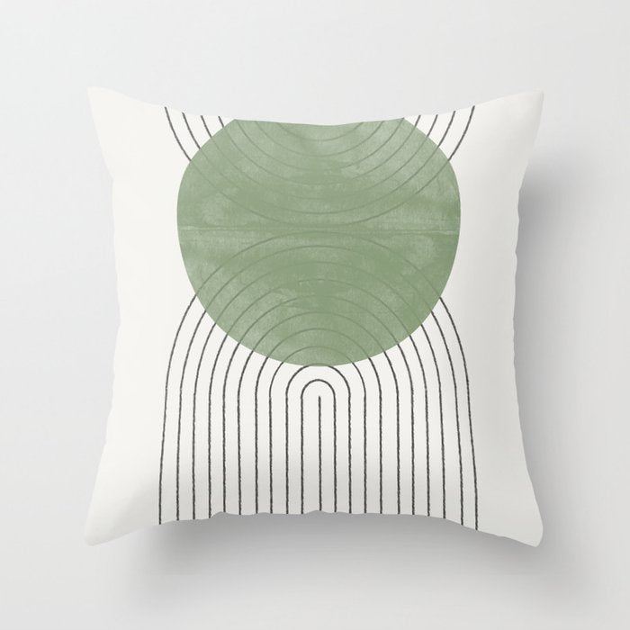 Green Moon Shape Throw Pillow