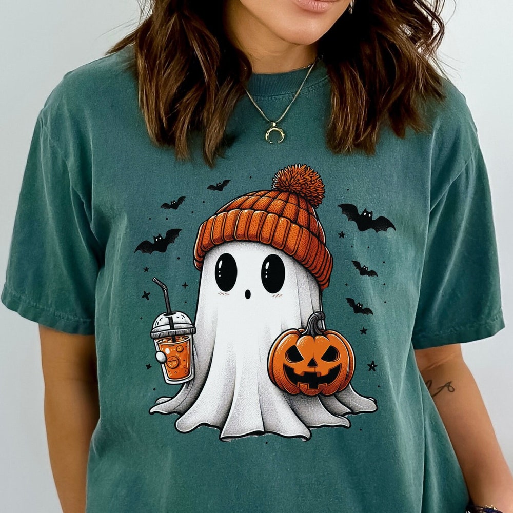 Halloween Ghost Comfort Colors Shirt, Cute Ghost Shirt, Womens Halloween Shirt, Cute Fall Shirt, Spooky Season Shirt, Gift For Halloween x Trending 2024 X Decanow