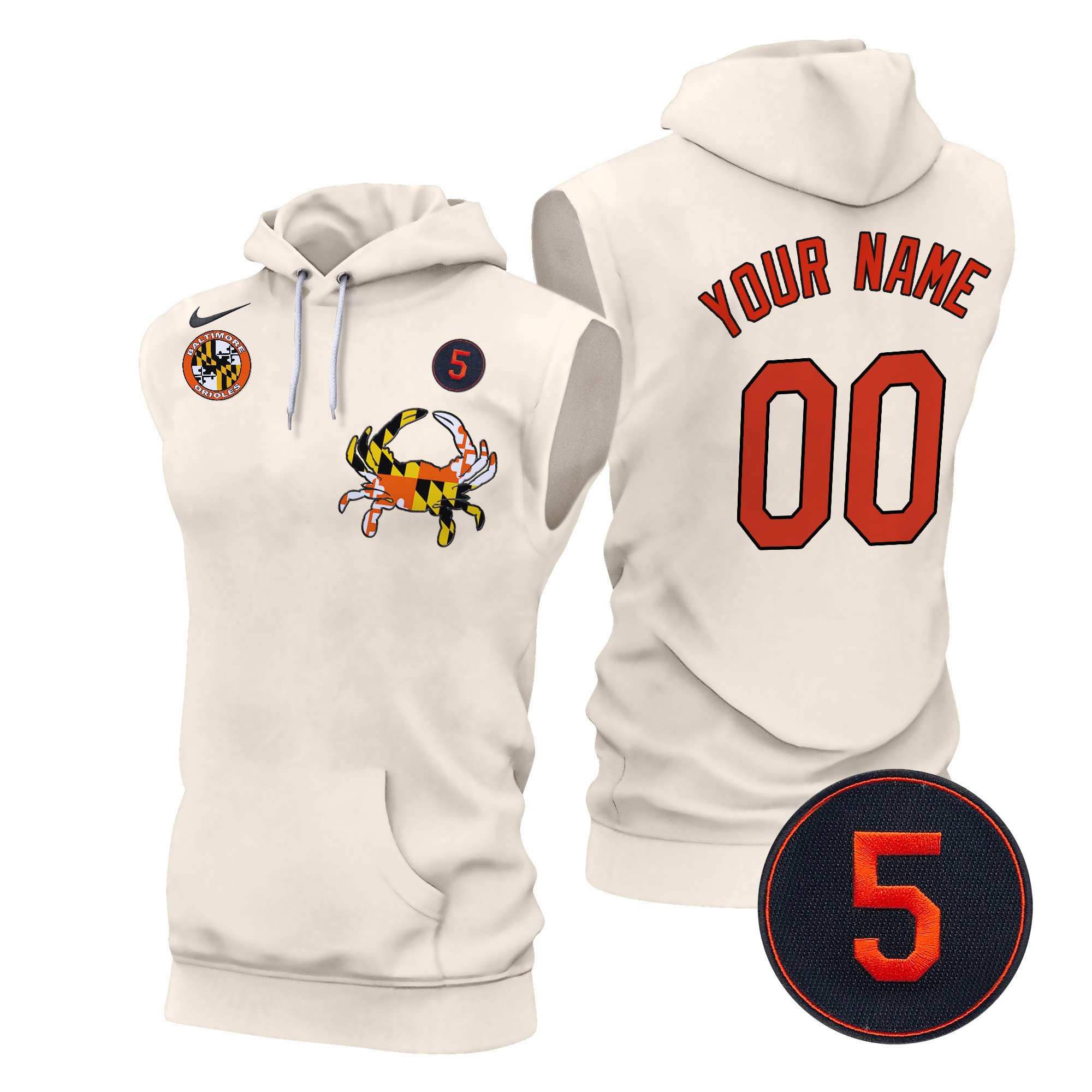 Baltimore Orioles Robinson Patch Custom Sleeveless Hoodie – All Stitched