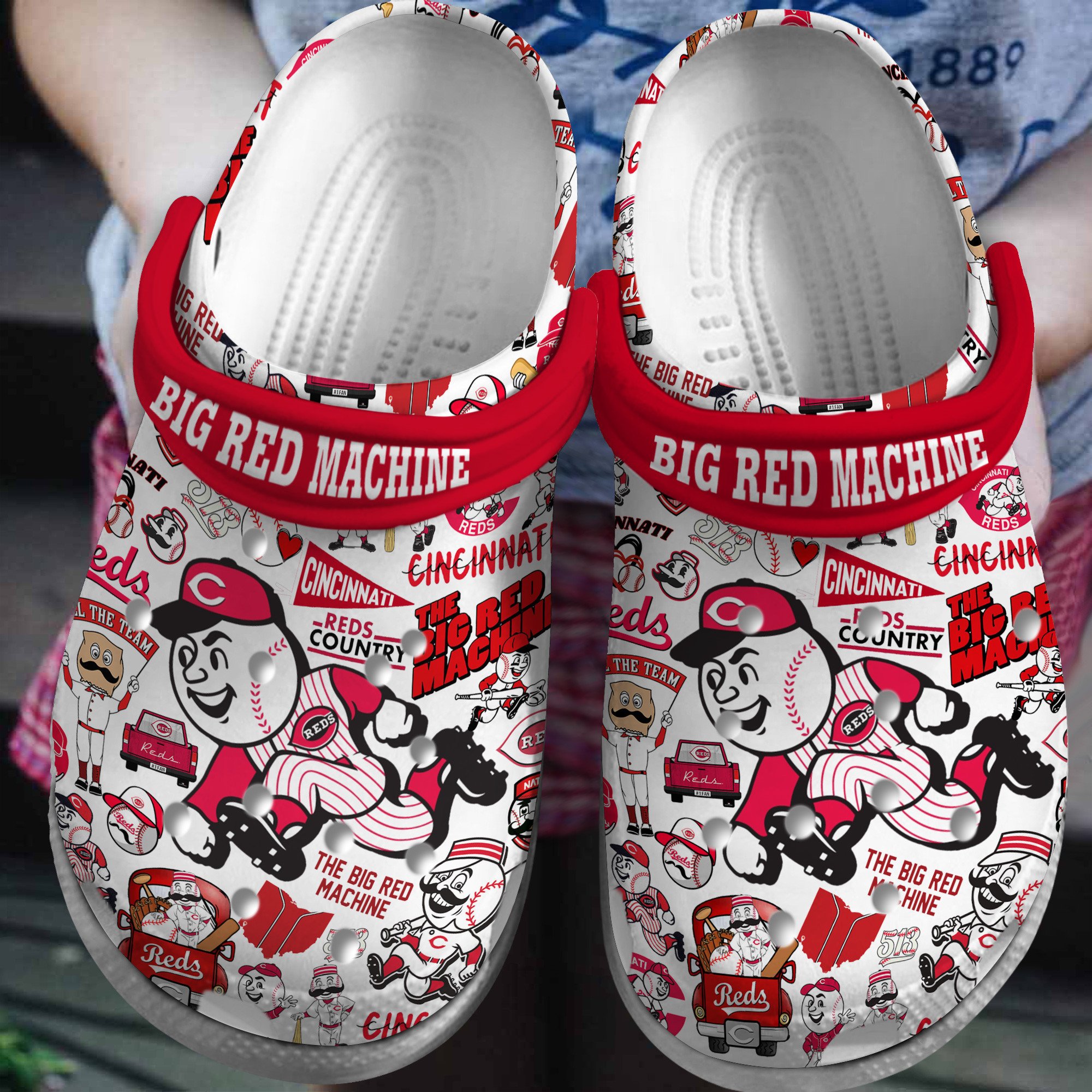 Cincinnati Reds Logo Baseball MLB Cheer Mascot Big Red Machine Crocss Classic Clogs Shoes Ver865