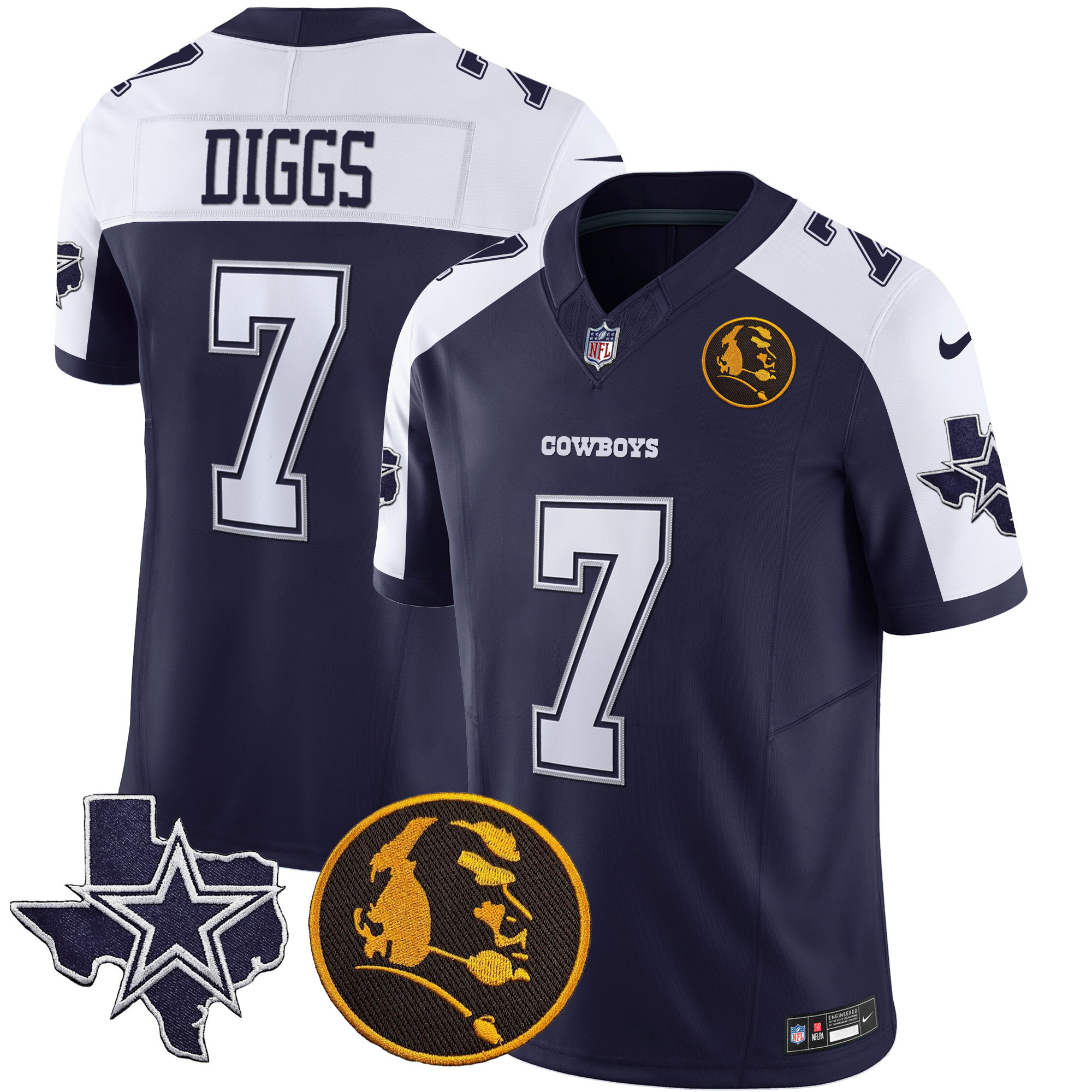 Trevon Diggs Dallas Cowboys Texas & John Madden Patch Vapor Jersey – All Stitched