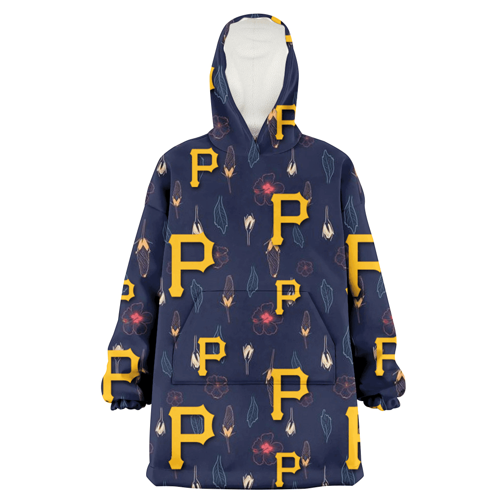 Pittsburgh Pirates Small Hibiscus Buds Navy Background 3D Printed Hoodie Blanket Snug Hoodie