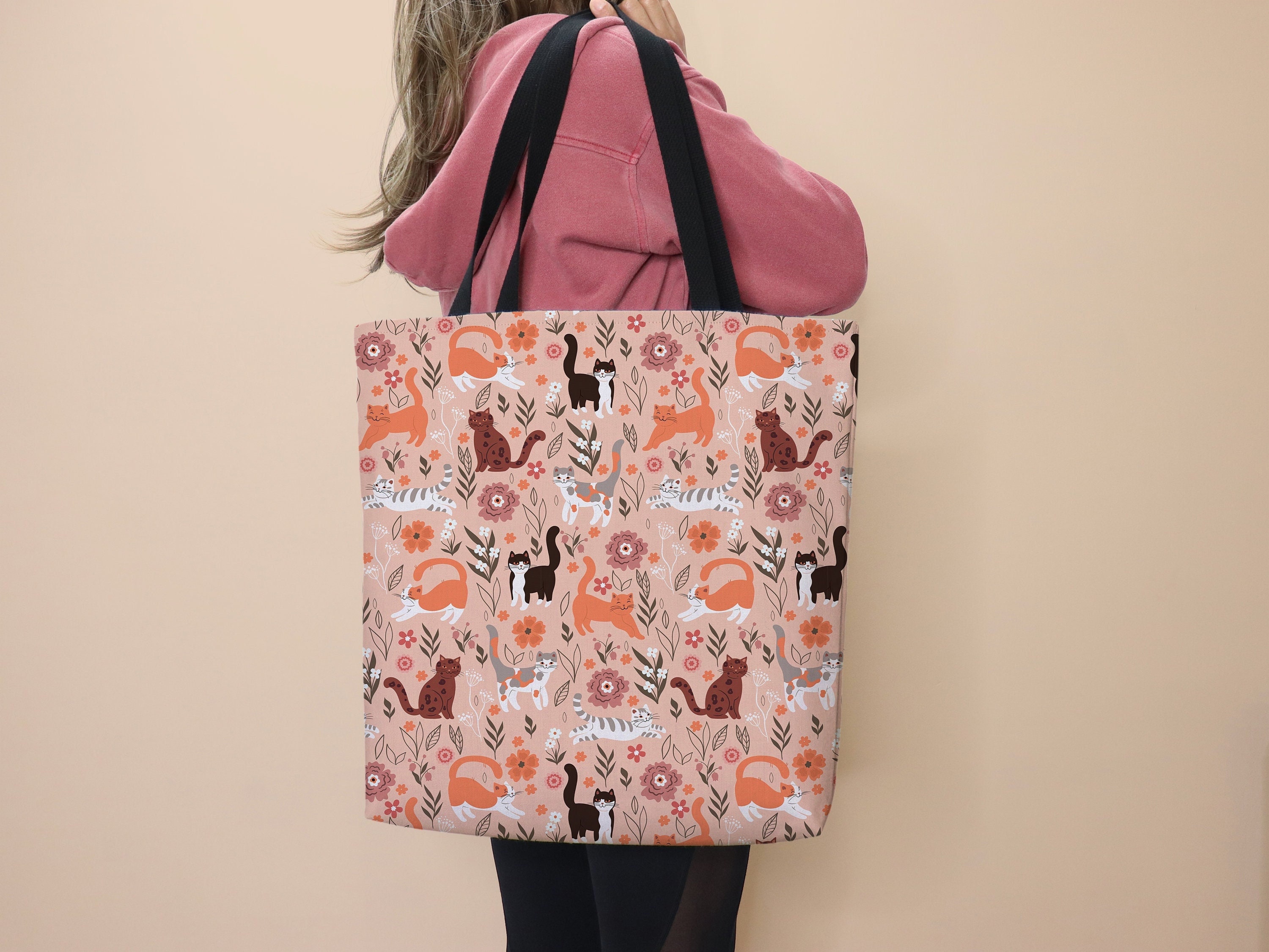 Cat Tote Bag Cat Bag School Tote Cat Mom Gift Cute Bag Ginger Orange Black Tuxedo Cat Fan Tote Grocery Bag Cat Work Tote Canvas Many Breeds