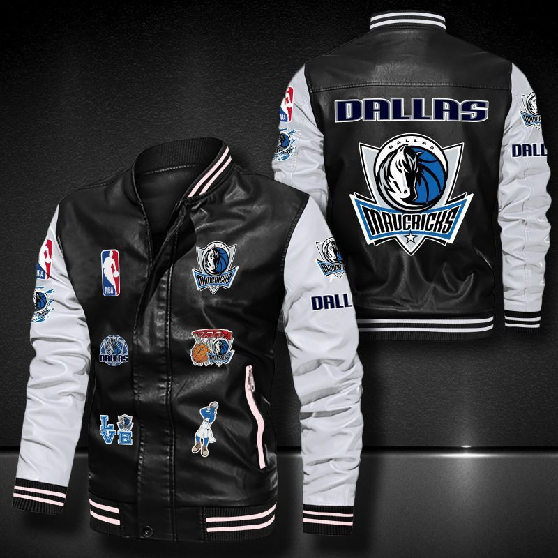 Dallas Mavericks Leather Varsity Jacket Bomber Coat