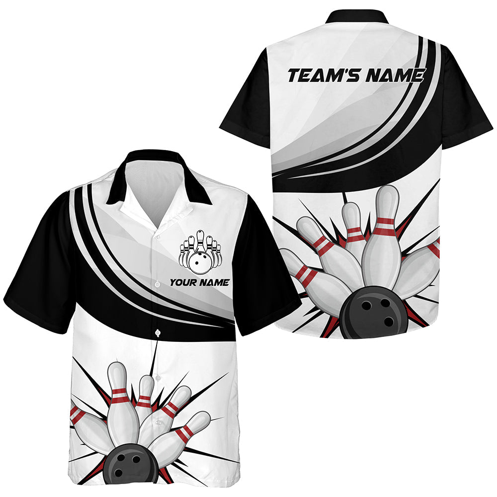 Personalized Hawaiian Bowling Shirt For Men Women, Custom Team Bowling Short Sleeve Bowlers Jersey