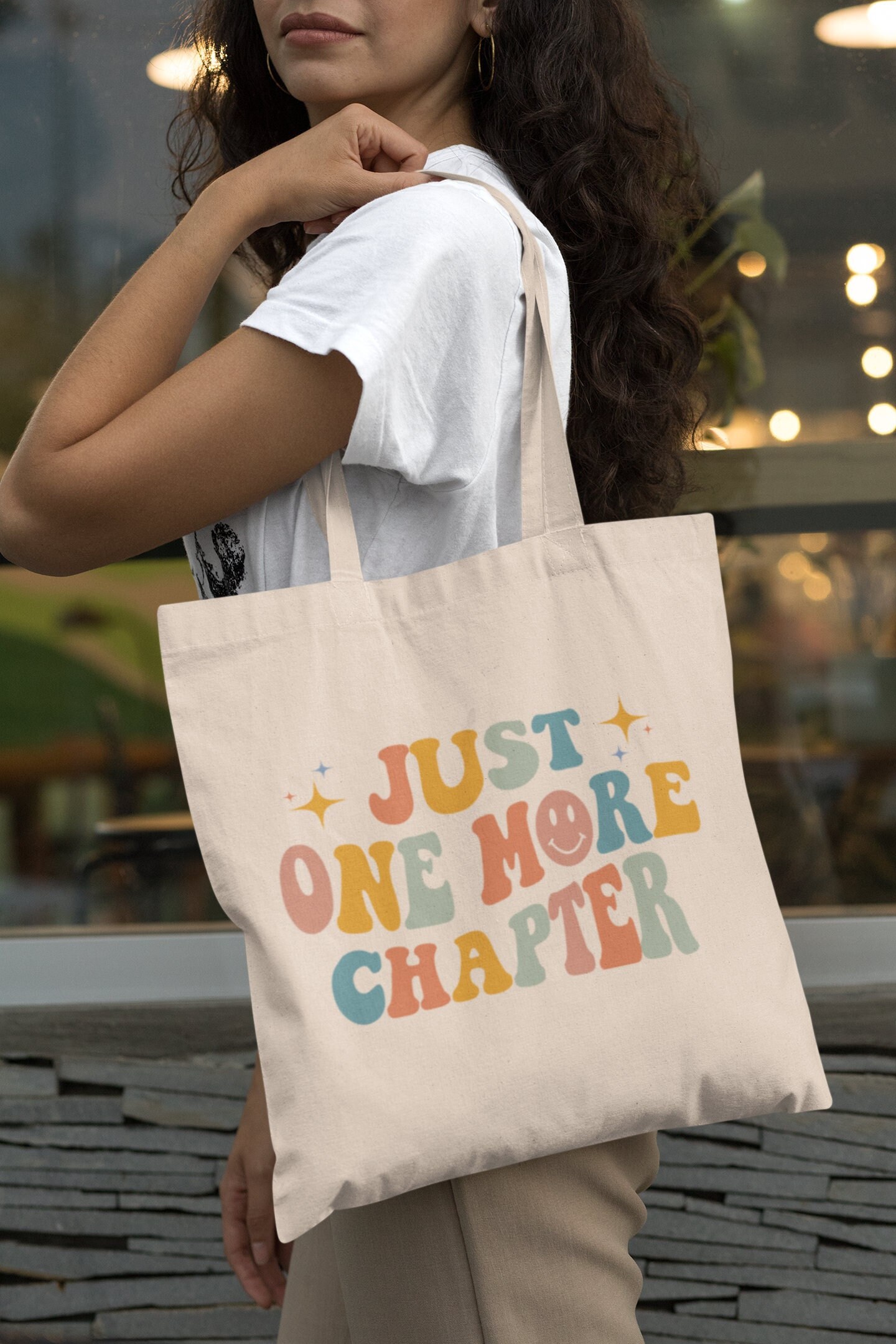 One More Chapter Tote Book Tote Bag Aesthetic Reading Tote Bag Bookish Tote Bag Retro Tote Bag Literary Tote Trendy Tote Bag Y2k Bag Gift