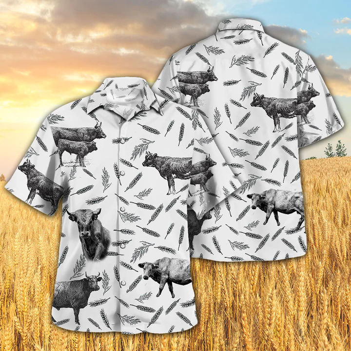 Charolais Pattern Hawaiian Shirt, Cow Aloha Shirts, Gift For Cow Lovers