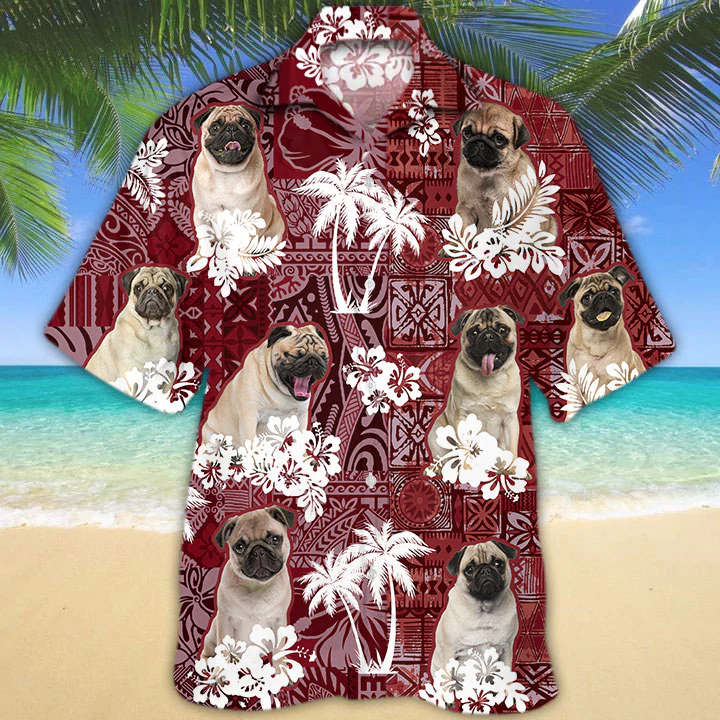 Pug Dog Hawaiian Shirt, Gift For Dog Lover Shirts, Men’S Hawaiian Shirt, Summer Hawaiian Aloha Shirt