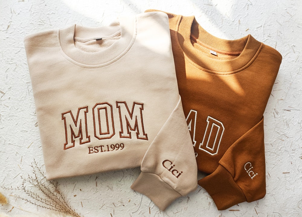 Mom/Dad Embroidered Crewneck Sweatshirt,Mama Sweatshirt,Pregnancy Announcement,Daddy Mommy To Be,Mother'S Day,Father'S Day Shirtnation Amarkshirts