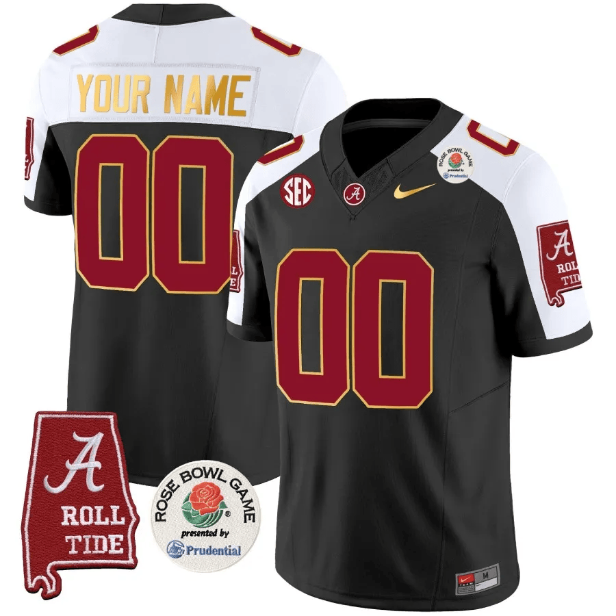 Alabama Crimson Tide Rose Bowl Patch Gold Trim Vapor Limited Custom Jersey – All Stitched