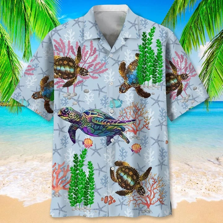 Turtle Fly Beach Hawaiian Shirt, Turtle Hawaiian Shirt, Sea Turtle Aloha Beach Shirt, Turtle Gift