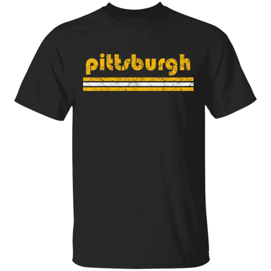 Vintage Pittsburgh Football Retro Stripe Weathered TShirt TShirt