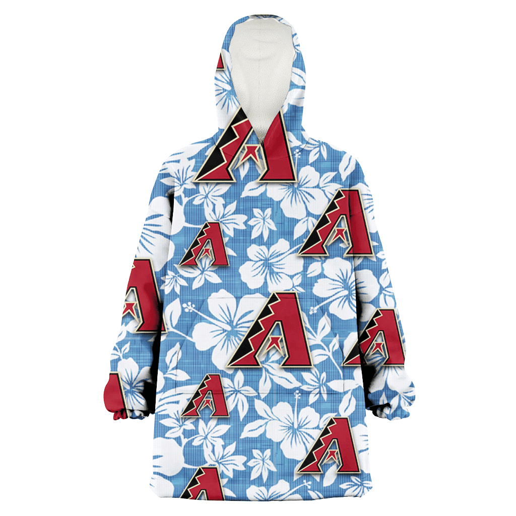 Arizona Diamondbacks White Hibiscus Light Blue Texture Background 3D Printed Hoodie Blanket Snug Hoodie