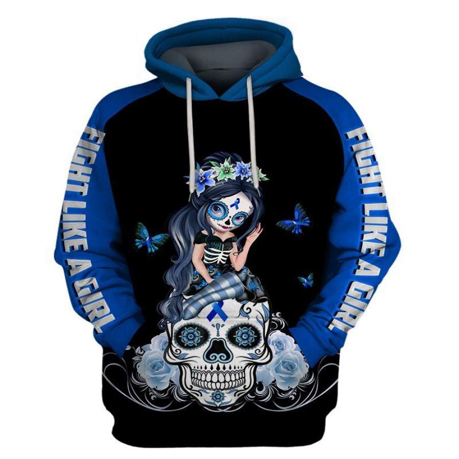 Blue Colon Cancer Sugar Skull Girl A &hellip;