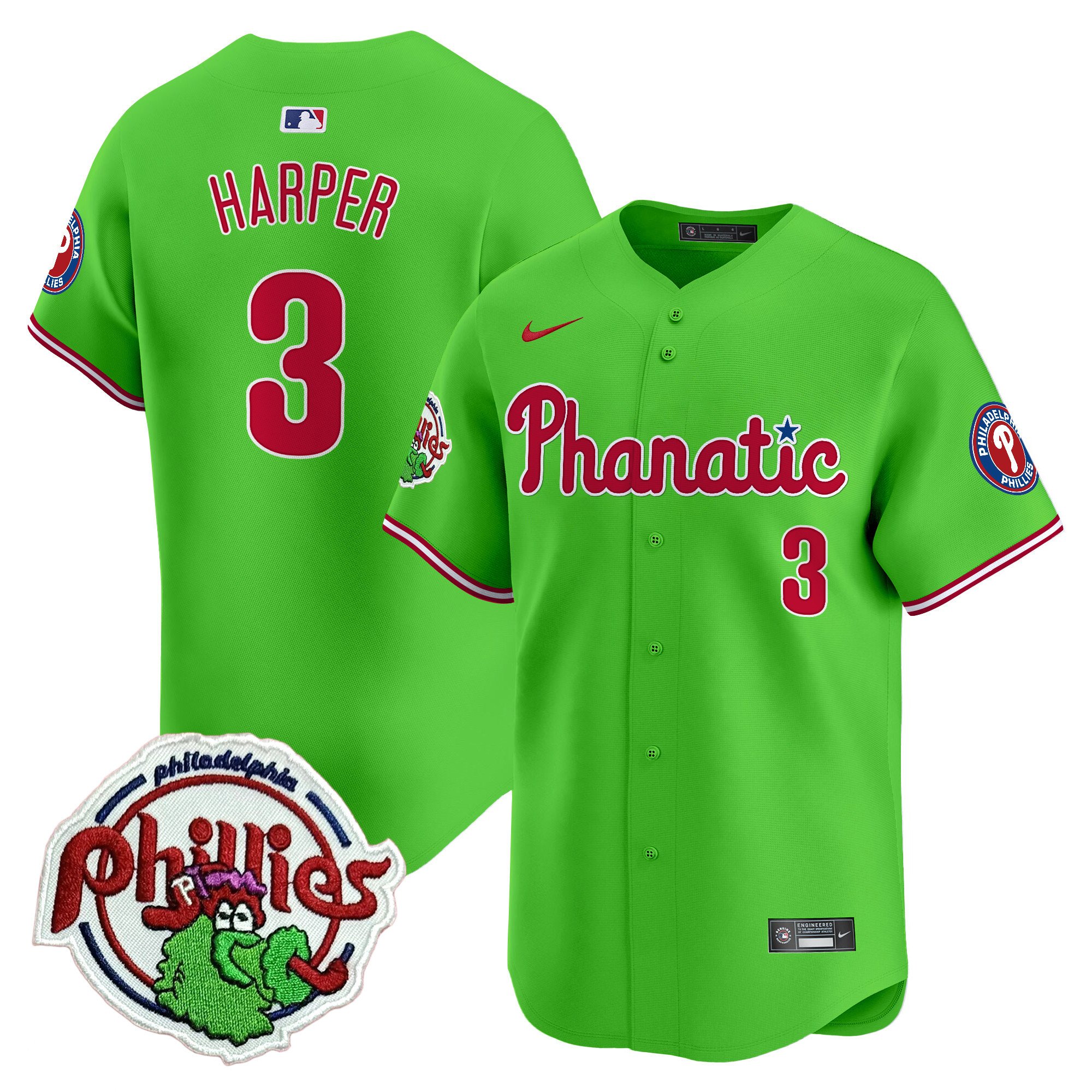 Youth’S Phillies Phanatic Patch Vapor Premier Limited Jersey – All Stitched