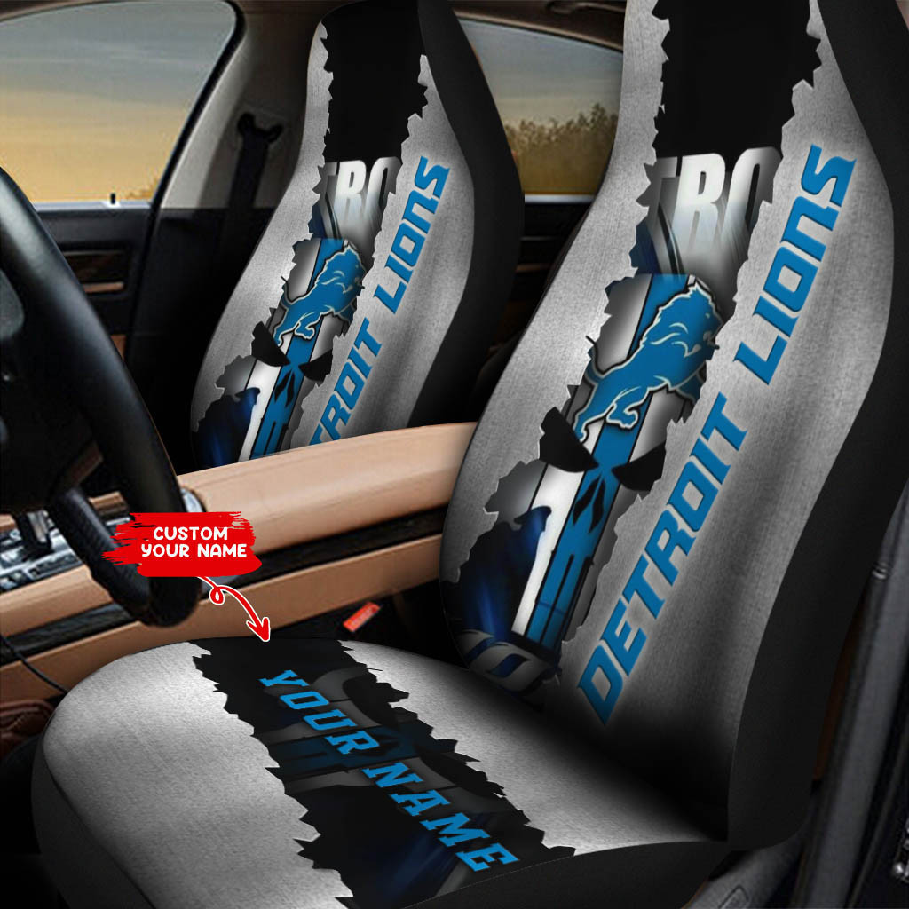 Detroit Lions Personalized Car Seat Cover Set CSC8339