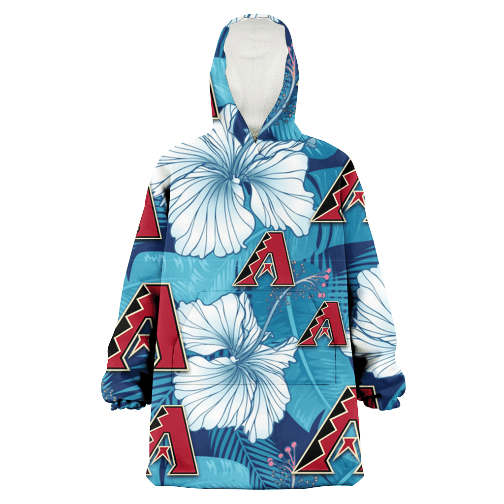 Arizona Diamondbacks White Hibiscus Turquoise Banana Leaf Navy Background 3D Printed Hoodie Blanket Snug Hoodie