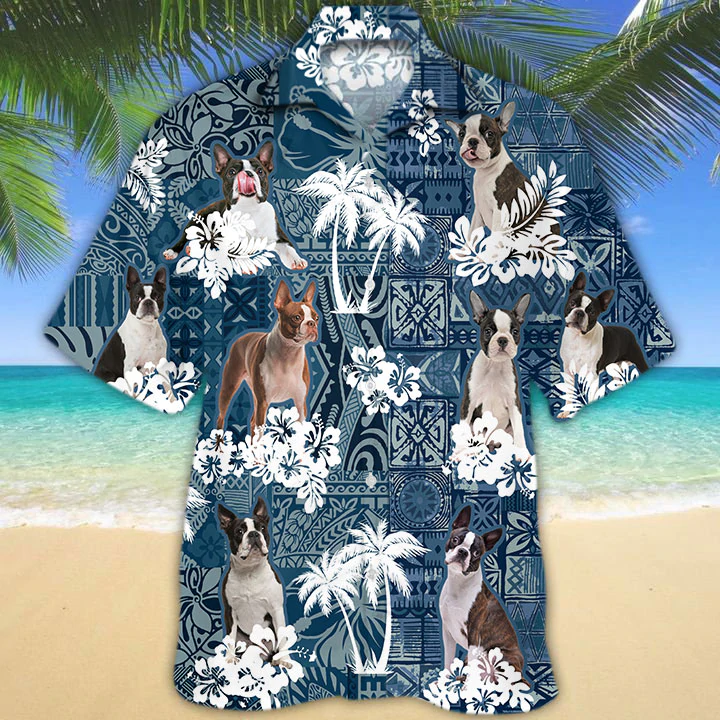 Boston Terrier Hawaiian Shirt, Dog Hawaiian Shirt Men Women, Short Sleeve Hawaiian Aloha Shirt