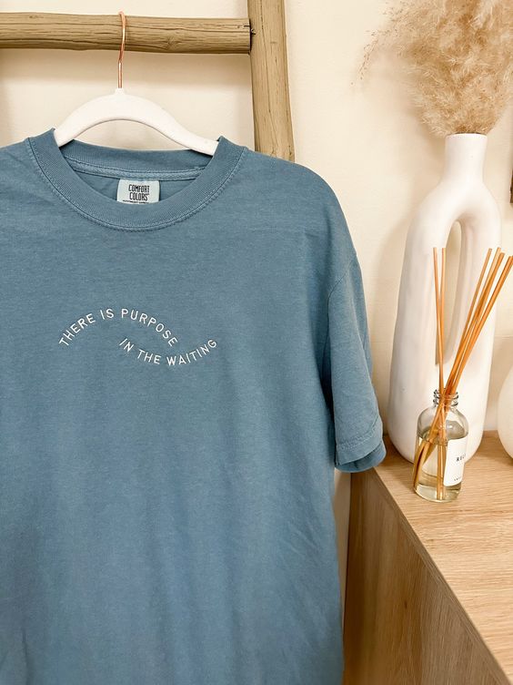 Embroidered there is purpose in the waiting Tee | embroidery tshirt | Christian apparel | Christian Tshirt | Embroidered Christian tee