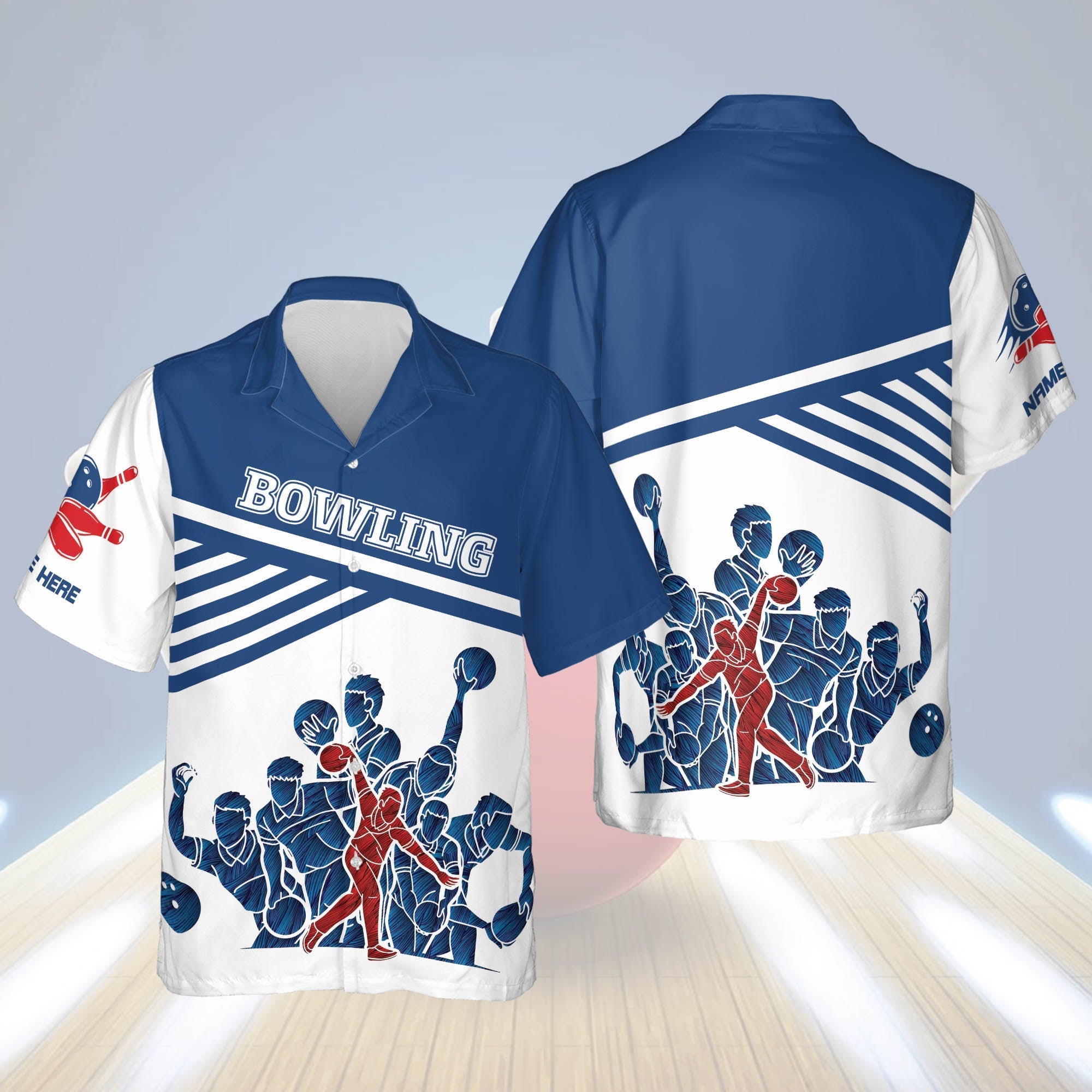 Custom Men’S Usa Bowling Hawaiian Shirts For Men, Bowling Hawaiian Shirt For Men